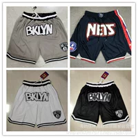 Оптовые баскетбольные майки Just Don Brooklyn Nets с вышивкой, карманная версия, брюки на молнии