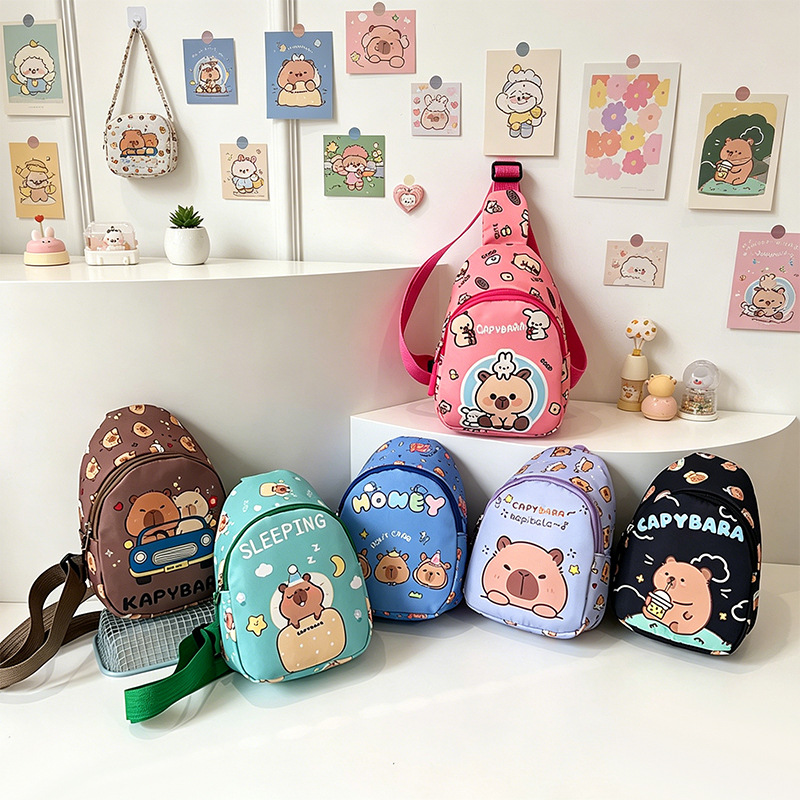 2025 Kapibala Children's Bag Cartoon Print Crossbody Bag Girls' Outing Shoulder Bag Storage 2025 New Model
