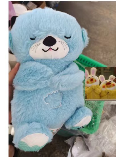 Respirando Oso Pequeña nutria Muñeca de peluche Bebé Consolando Acompañamiento Muñeca Apacigua Música Muñeca Educación temprana Regalo