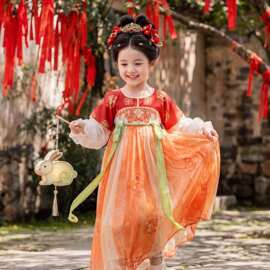 汉服女童春秋2026新款儿童国风唐装古风超仙连衣裙秋季唐朝刺绣汉