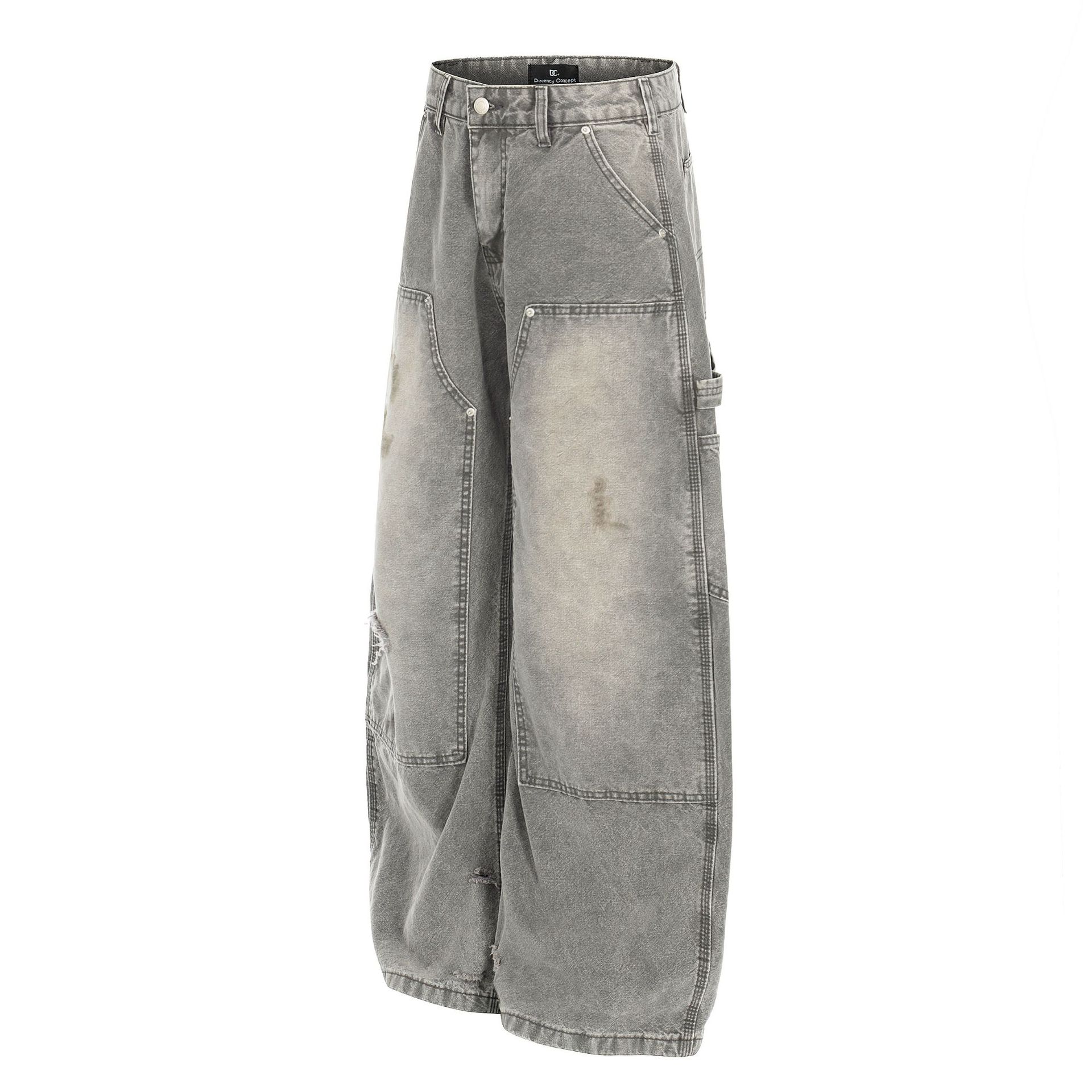 Unisex Oversized Jeans Im Vintage Look Grau Baumwolle_voghion.com