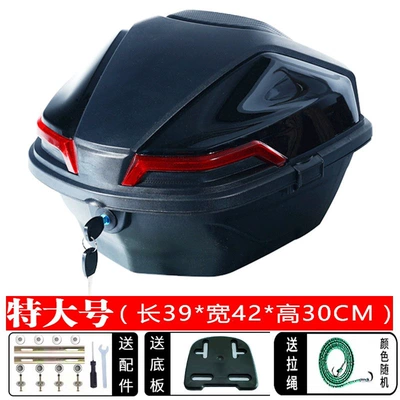 Motorcycles, Battery Car Storage Box | Motorcycle trunk - large-size-f50-black-plus-size-thickened-side-buckle-version-side-buckle-red-and-black-randomly-distributed