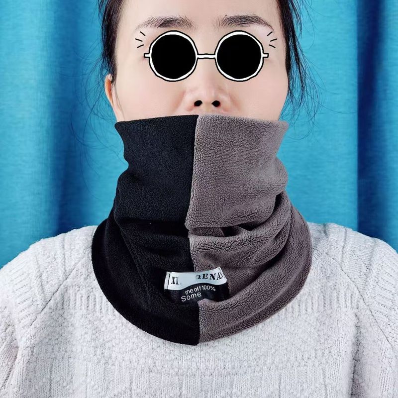 新款脖套围巾秋冬季2025中男女通用防风保暖德绒双拼色男女围脖|undefined