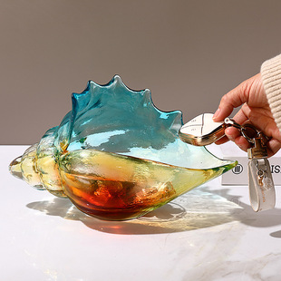 Light Luxury Creative Colorful Glazed Conch Key Storage Ornaments Living Room Entrance Wine Cabinet Modern Simple Decorative Gifts