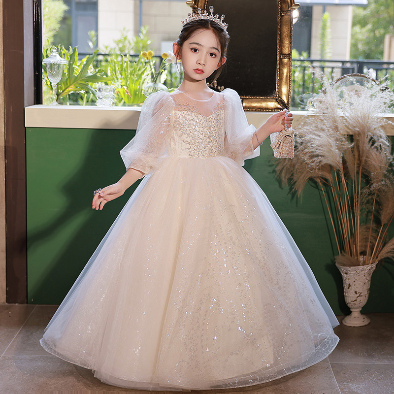 Flower Girl Wedding Girl Dress Girl Playing Birthday High-end Princess Dress Host Piano Performance Dress Spring