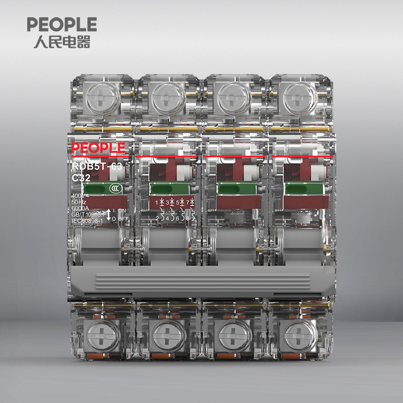 人民电器小型断路器空开RDB5T-63 C(6-63A) 4P 透明外壳家用总开