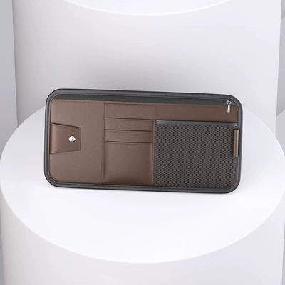Car Sun Visor Card Holder, Car Glasses Clip/Bill Clip - 3103-bill-holder-brown
