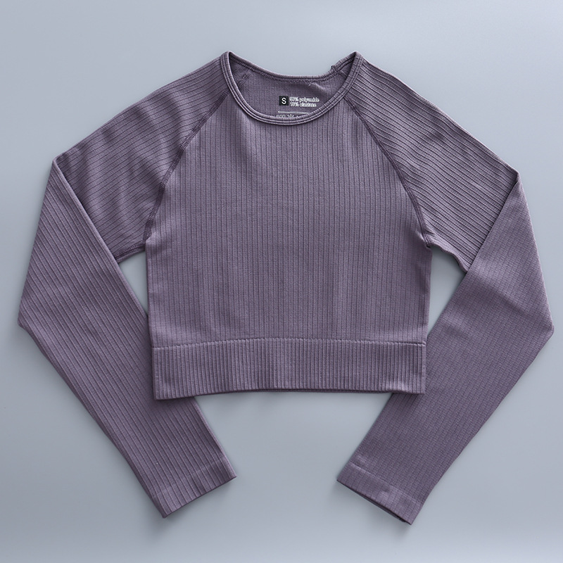 Stram yoga buks vest sport fitness dragt top langærmet sømløs yoga dragt til kvinder_voghion.com