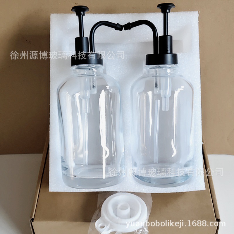 Cruzar la frontera de cristal blanco de vidrio 16oz botella de loción dispensador de jabón dispensador de café 500ml de jarabe botella de distribución al por mayor