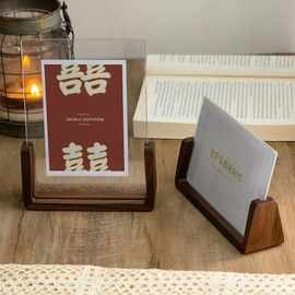 木质亚克力相框摆件客厅U型相框摆台创意木质礼品客厅装饰摆件