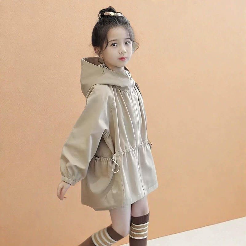 Детский трench coat с капюшоном, куртка, средней длины