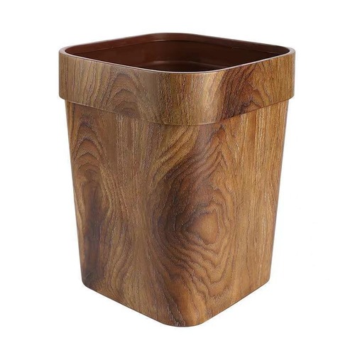 Retro Wood-like Pattern Trash Can for Hotels, Guesthouses, Kitchens, Bathrooms, Living Rooms, Homes - Uncovered Large Paper Bin