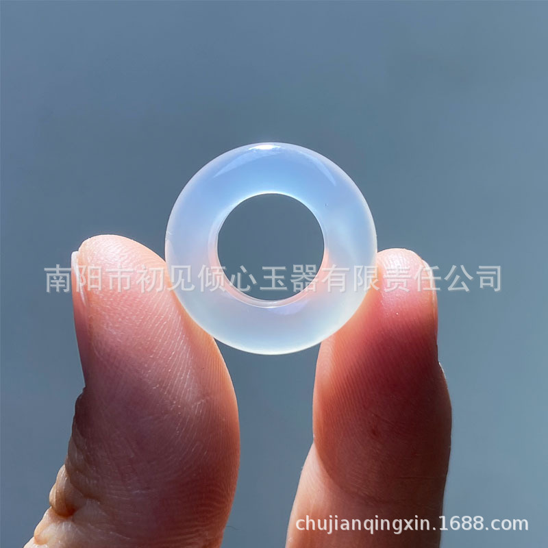 天然白冰玉髓平安扣面包环饰品配件 手链Diy手工编制手链绳玉环