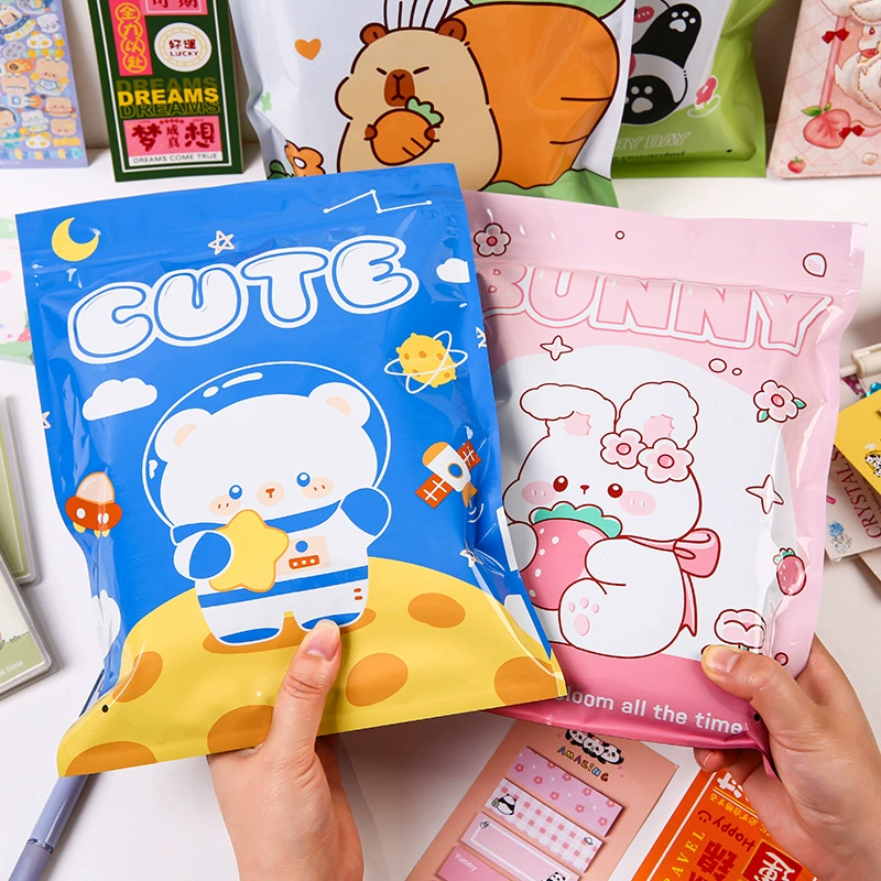 Мультяшный пакет-сюрприз для канцелярских товаров, пустой, самозакрывающийся, милый подарочный пакет, для школьников и детей, для небольших призов, DIY, удачный подарочный пакет