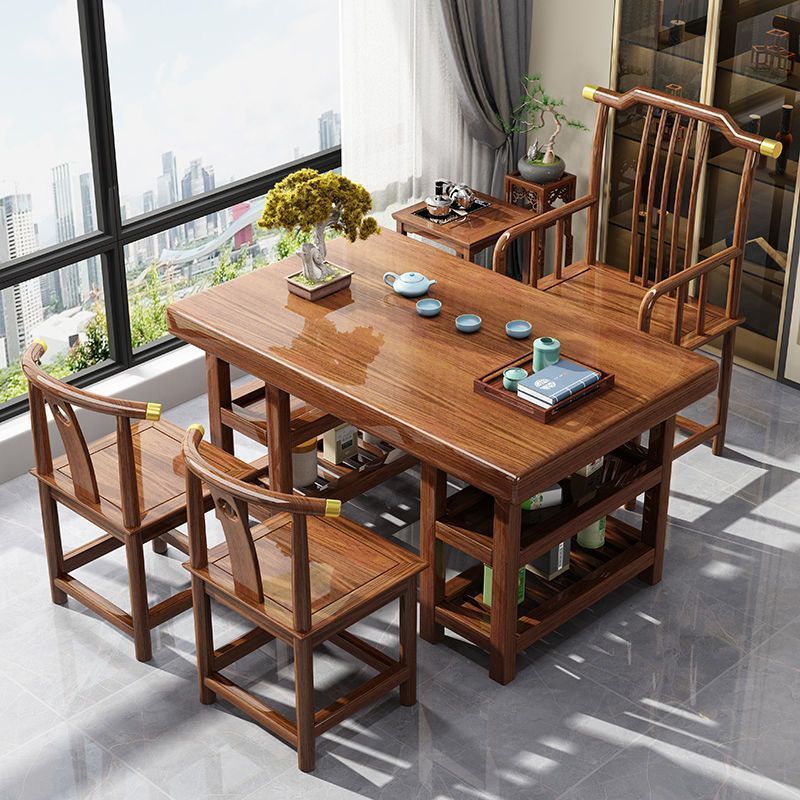 新中式阳台实木小户型茶桌椅组合客厅功夫茶几家用套装一体泡茶台