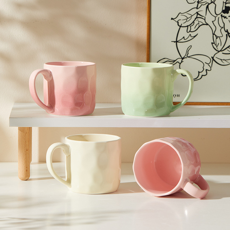 Gradient Mug, High-Quality Ceramic Cup, Household Water Cup, Couple's Breakfast Cup, Office Coffee Cup, Souvenir