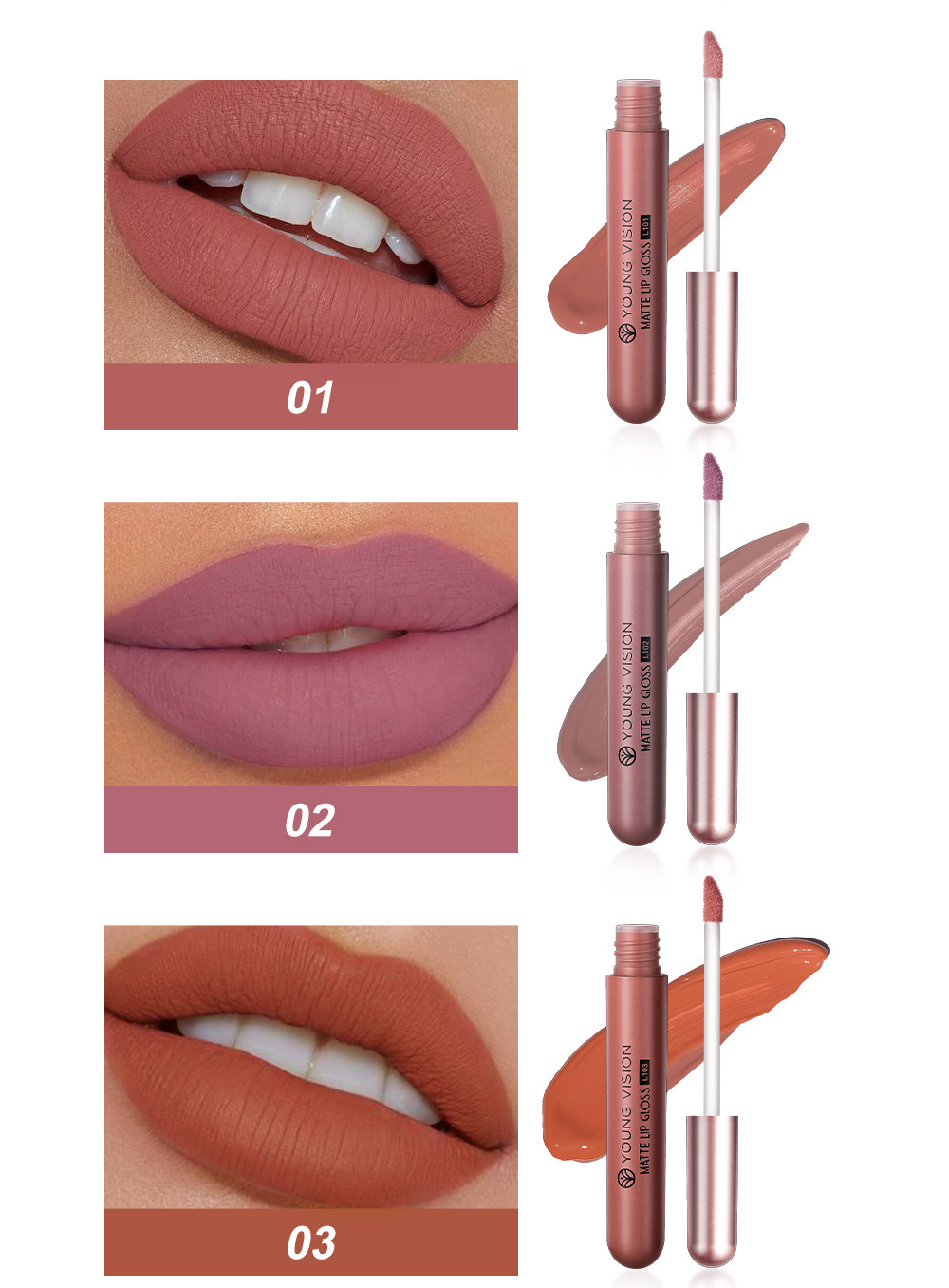 YOUNG VISION Matte Lip Gloss Set, 6-piece Lip gloss Set, Velvet Lipstick Cross-border Makeup undefined