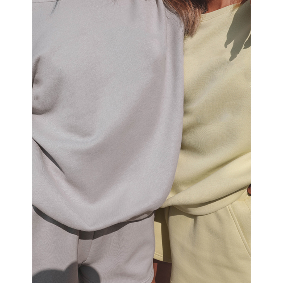 Solid Color Casual Shorts & Sweatshirt 2-Piece Set NSMUZ72371