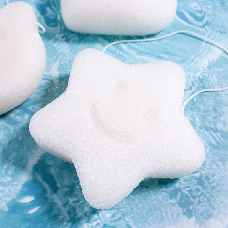 Детская губка для ванны, конжаковая пуховая хлопковая детская ванна, бытовой детский шарик для ванны, пух для мытья лица для новорожденных