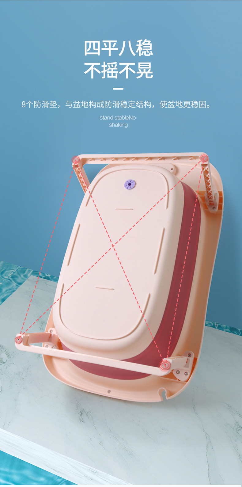 厂家直销婴儿洗澡盆儿童折叠浴盆带温度计感温洗澡神器