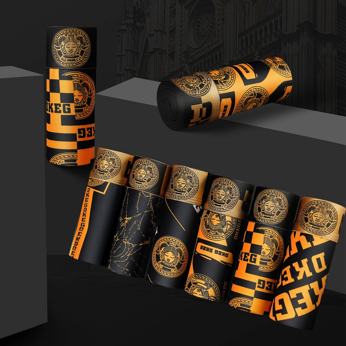 Гао Дин громкий черный золотой ледяной шелк, кусок мужского нижнего белья 3D трехмерная сумка