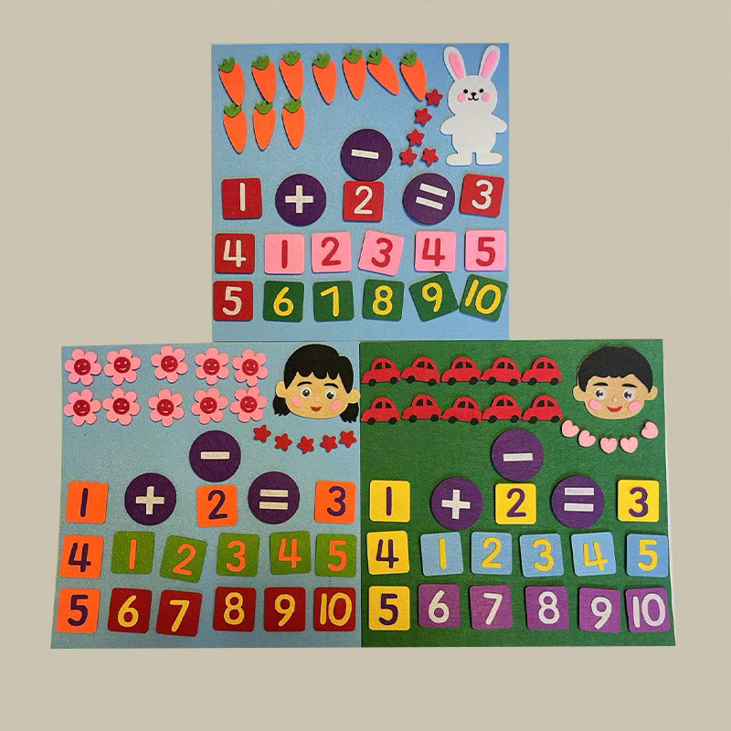 Juguetes de aprendizaje de adición y sustracción para niños DIY Felt manual Juguetes para bebés