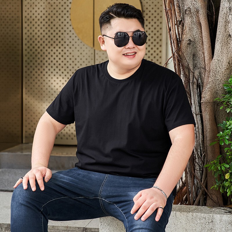 Fat Man Casual Pure Color Team Building Work Clothes Top Summer T-Shirt Men's Short-Sleeved Pure Cotton Group Purchase Large Size Men's Shirt