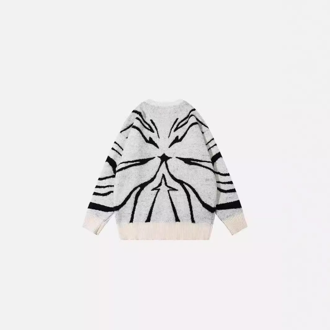 Men's Clothing autumn and winter letters irregular pattern round neck sweater men and women retro loose sweater wholesale_voghion.com