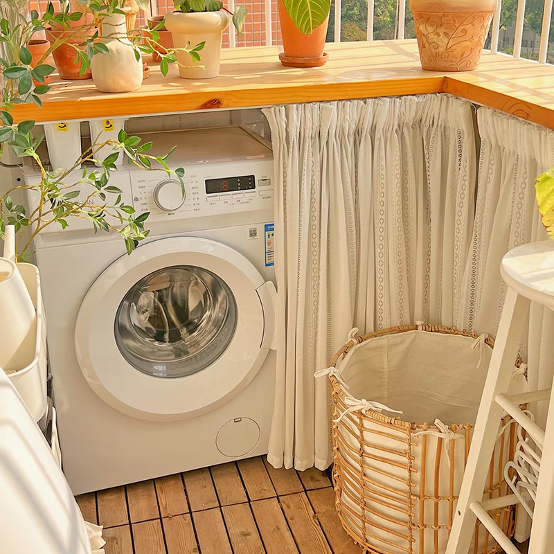 White French Lace Sheer Curtain, No-Drill Door Curtain, Kitchen Blocking Curtain, Washing Machine Bay Window Sunshade Half Curtain, Short Curtain