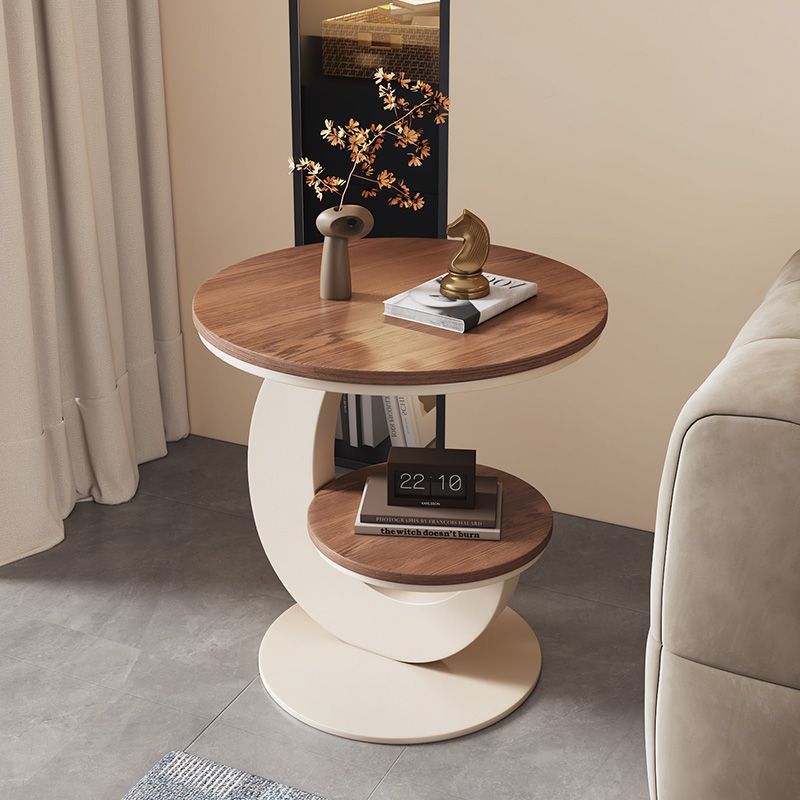 Light Luxury Living Room Sofa Side Table Balcony Round Table Double-Layer High-End Simple Creative Small Table Bedside Home Coffee Table