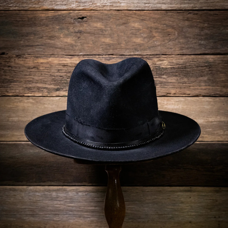 Μαύρο καπέλο με υφασμένη ταινία, μονόχρωμο καπέλο από καθαρό μαλλί, ευέλικτα μοντέρνα καπέλα τζαζ για άνδρες και γυναίκες_voghion.com