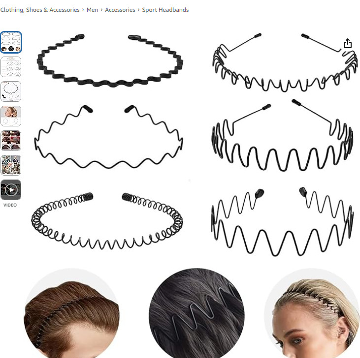 Diadema de onda de hierro especial transfronteriza diadema de hombres y mujeres tendencia deportiva invisible coreana flequillo horquilla rota horquilla