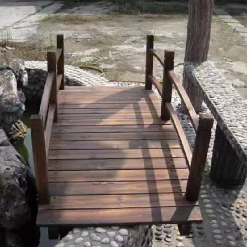 Индивидуальный мост из цельного дерева, открытый двор, сад, мост из карбонизированного дерева, арочный мост, мост из цельного дерева, ландшафтный инженерный мост, декоративный мост