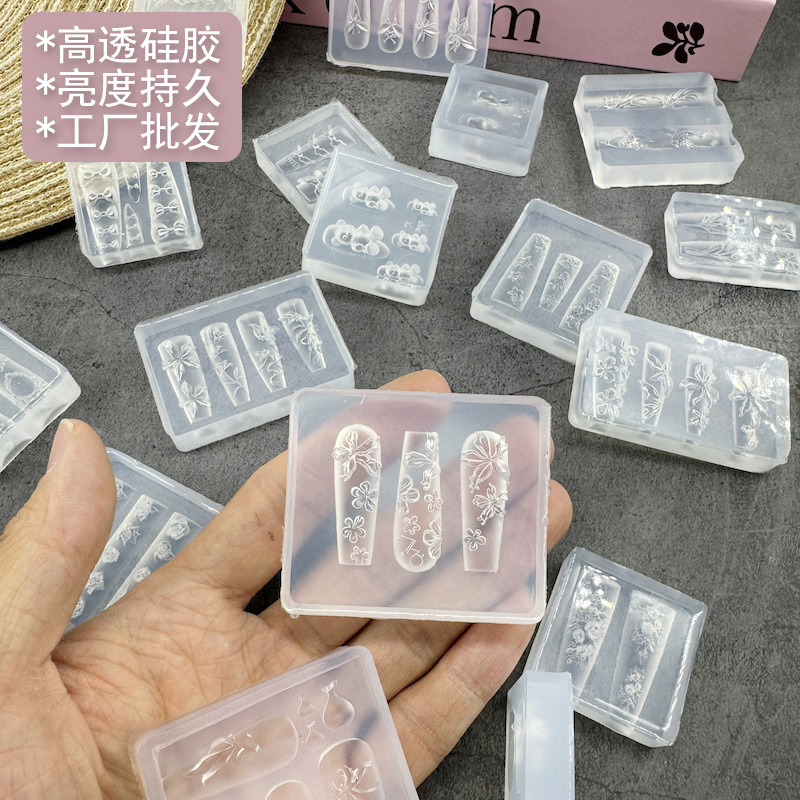 Nail Art Mold DIY Tools Transparent Nail Mold Decorative Bow Flower Handmade Silicone Film Cross-Border Wholesale Nail Art Mold DIY Tools Transparent Nail Mold Decorative Bow Flower Handmade Silicone Film Cross-Border Wholesale