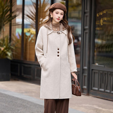 高级感连帽双面羊毛大衣2025秋冬新款长款气质女式毛呢外套HR1231