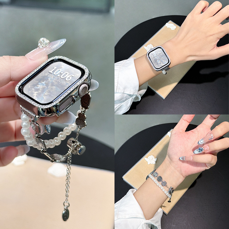 Suitable for Xiaomi Mi Band 9Pro Strap 8Pro New Alloy Pearl Beaded Wristband Redmi Watch 5 Women 4 Fashion