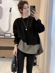 大きいサイズの婦人服の秋の中で長いタイプの偽の2つは腹を遮ってやせていることを現します。