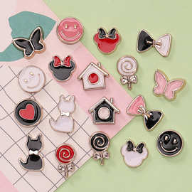 迷你甜酷黑红爱心棒棒糖笑脸 diy奶油胶穿戴美甲发夹 ABS塑料E18