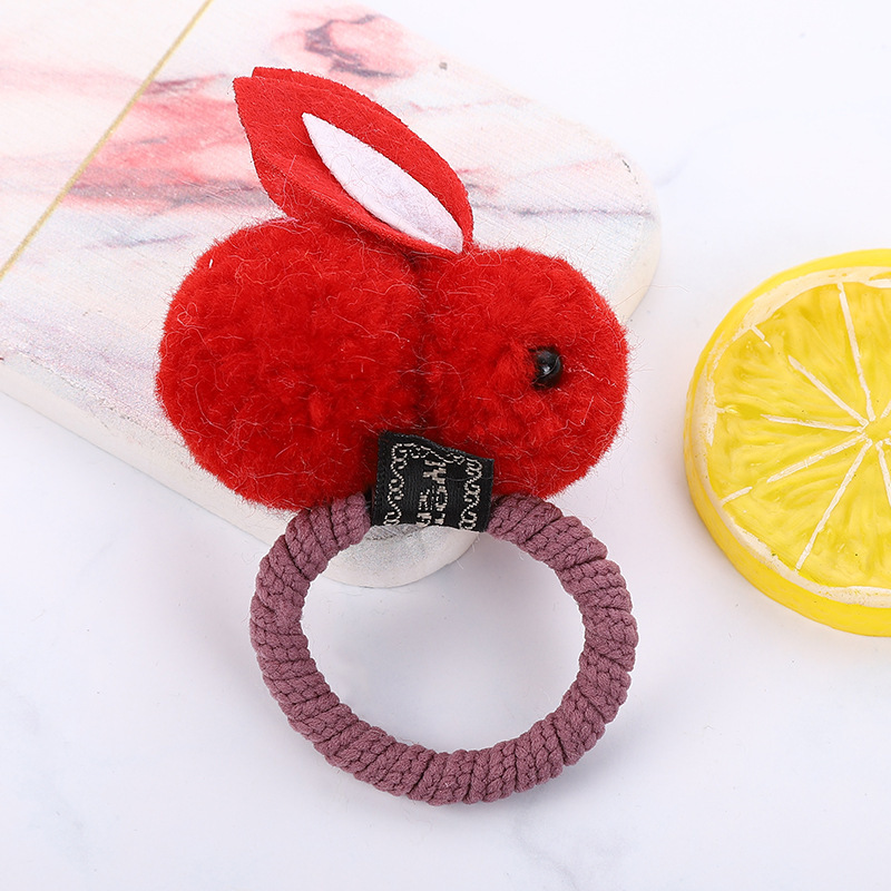 Nuevo pelo de los niños cuerda lindo pelo bola conejo pelo anillo niñas dibujos animados felpa lazo tocado goma cabeza banda cabeza Accesorios