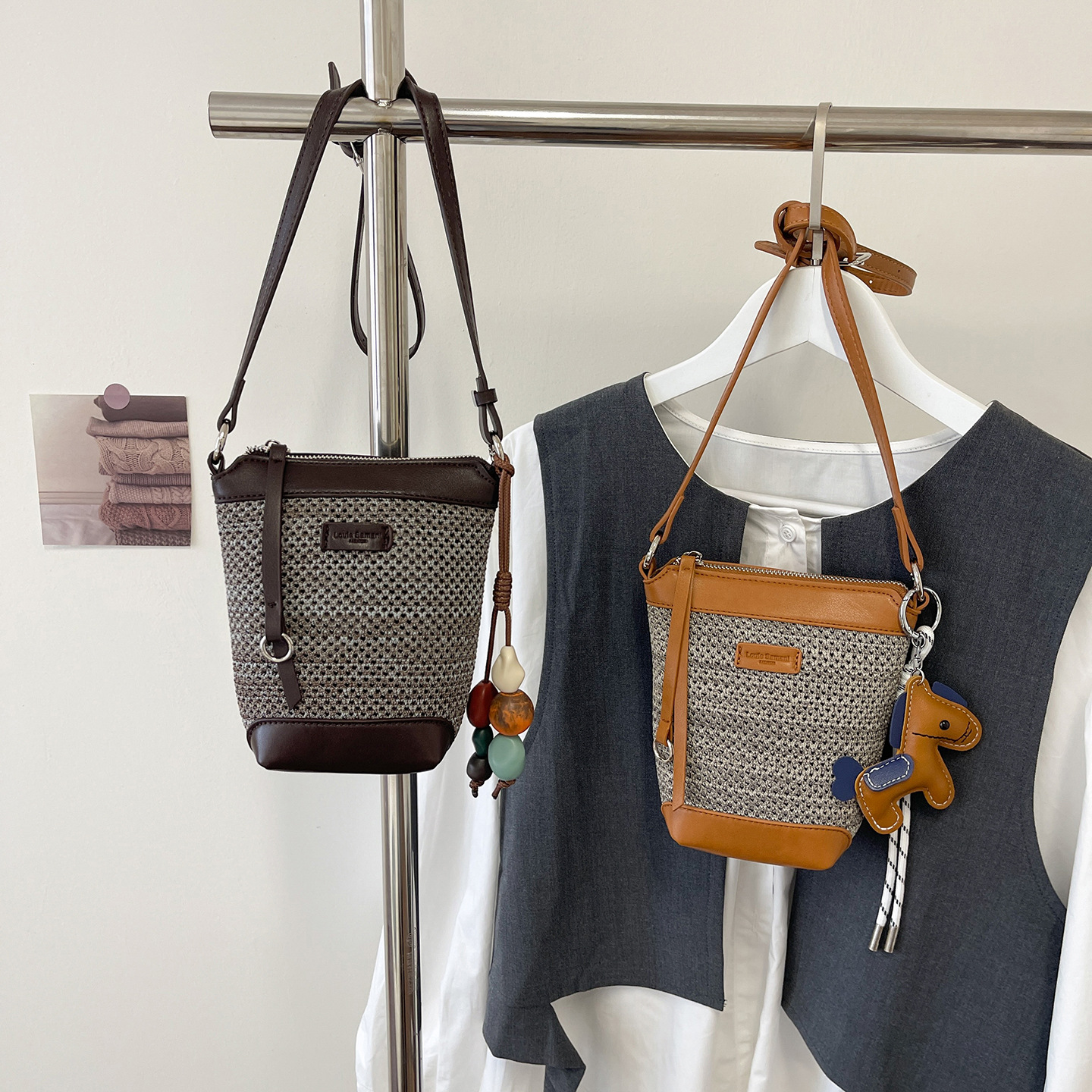 Koreanischer Patchwork Stroh Strandkorb Für Damen Umhängetasche_voghion.com