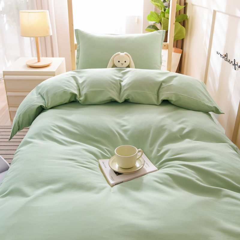 Juego de algodón cepillado de tres piezas Juego de algodón de cuatro piezas Ropa de cama para dormitorio de estudiantes 0.9m Ropa de cama individual Ropa de cama Funda de edredón