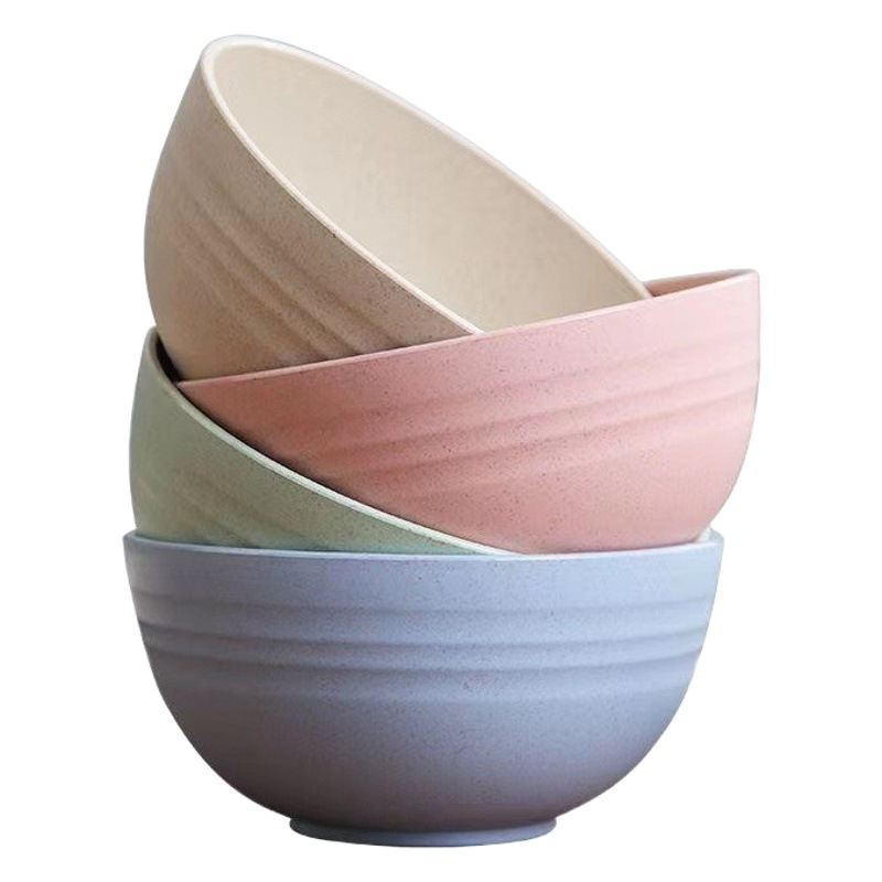 Wheat straw drop-resistant bowl household soup bowl rice bowl instant noodle bowl plastic bowl student children tableware suit wholesale