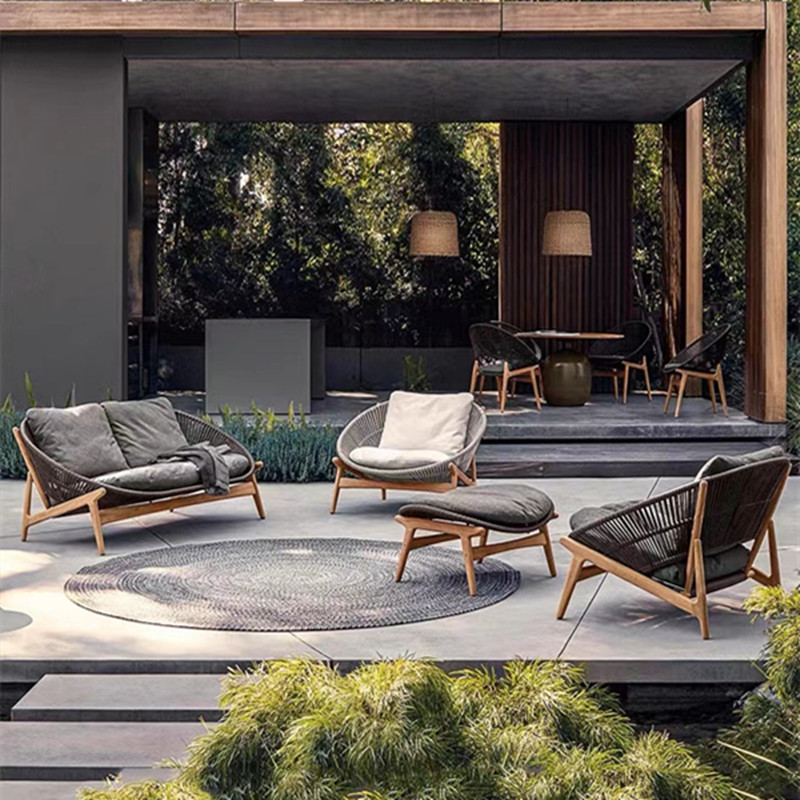 Chair, sofa, furniture, outdoor leisure sets, rattan garden patio coffee table, teak villa outdoor combination, lazy person's anti-