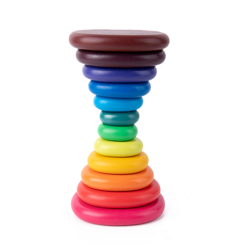INS bloques de construcción de adoquines de piedra laminada Arco Iris educación temprana de los niños Cognición de color Jenga juguete pequeño libro rojo TikTok