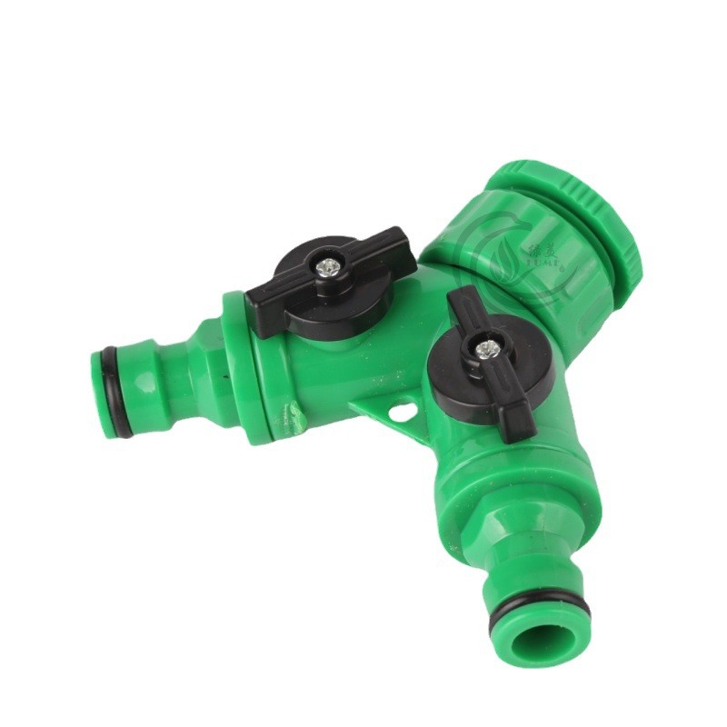 Verde 4 puntos 6 puntos bifurcado junta de pezón de riego junta rápida accesorios de jardín tubería válvula de 3 vías 1 / 2