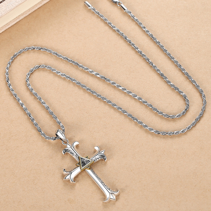 Daily Occasion Alloy Material Cross Pattern Hip-hop Vintage Style Cross Alloy Unisex Pendant Necklace