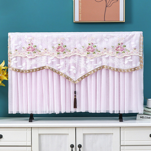 New style TV cover, no need to take off, dust cover, lace embroidery LCD desktop hanging TV cover
