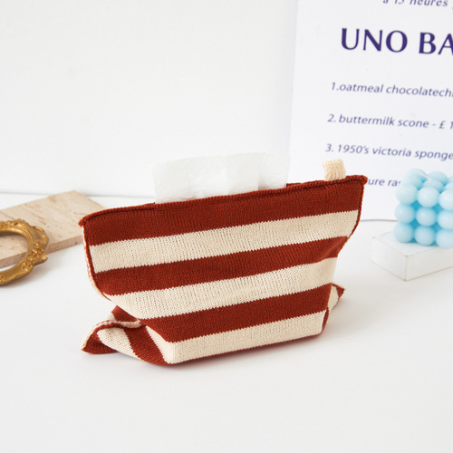 Knitted tissue box storage bag home coffee table restaurant living room decoration paper box cotton tissue bag fabric