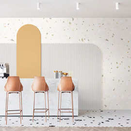 北欧ins风水磨石壁纸餐厅奶茶店背景墙纸不规则几何拼色格栅墙布