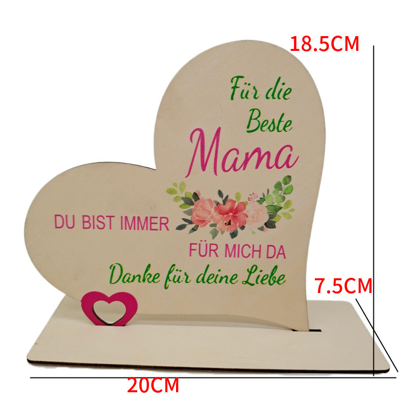 Cuelga transfronteriza regalo del día de la madre para mamá Día de la madre forma de corazón madera hueca decoración artesanía madre